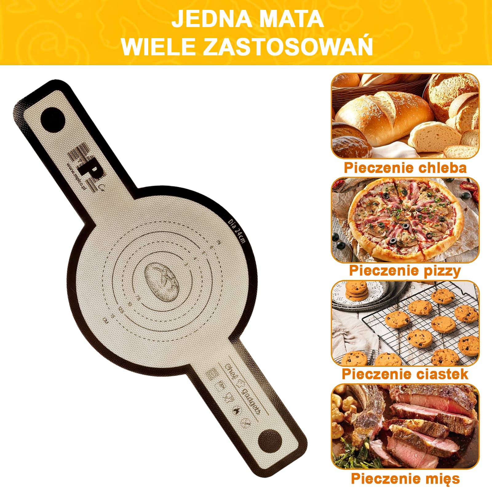 Belmo - Nieprzywierająca silikonowa mata do pieczenia chleba, ciast i pizzy