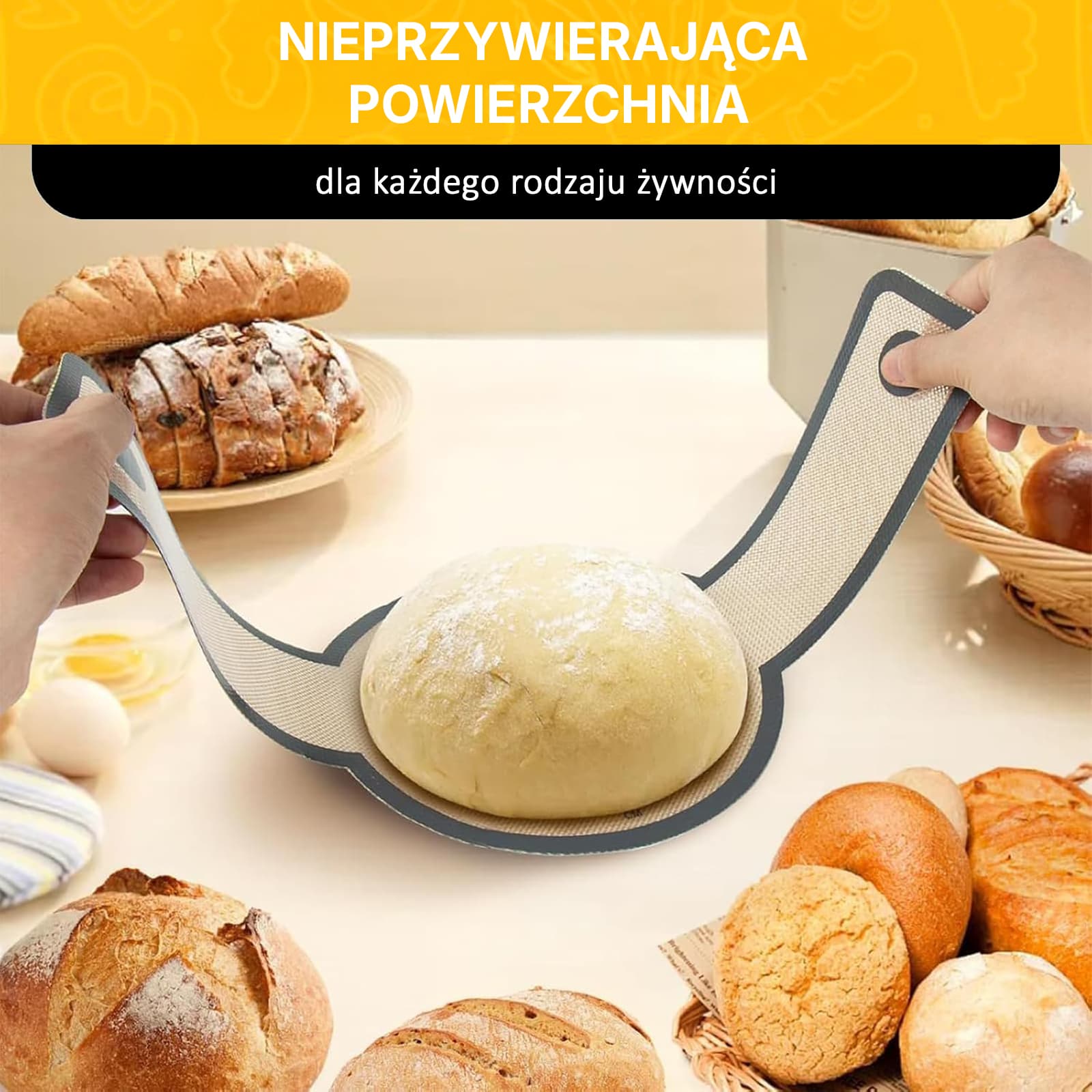 Belmo - Nieprzywierająca silikonowa mata do pieczenia chleba, ciast i pizzy