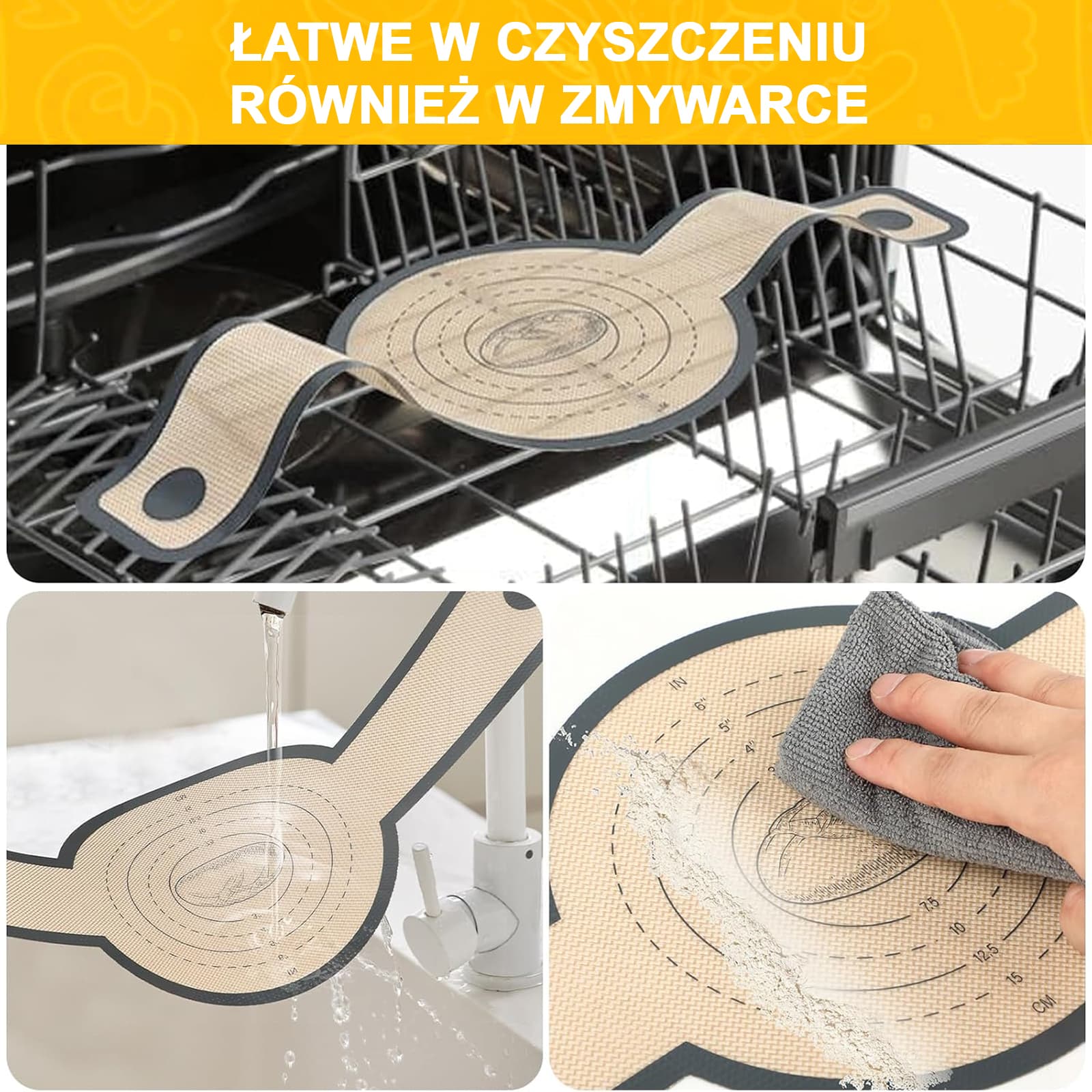 Belmo - Nieprzywierająca silikonowa mata do pieczenia chleba, ciast i pizzy