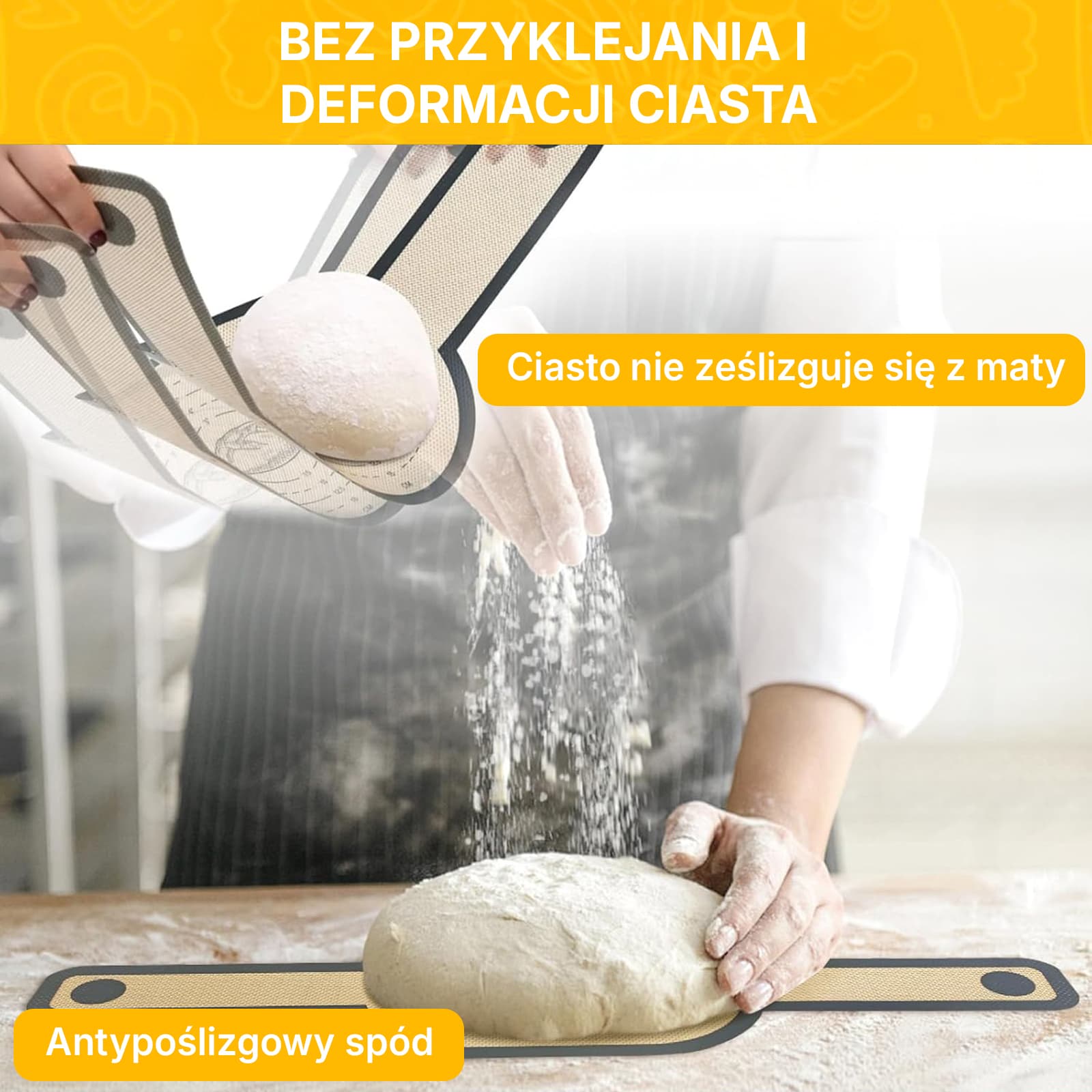Belmo - Nieprzywierająca silikonowa mata do pieczenia chleba, ciast i pizzy